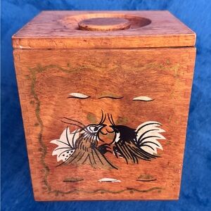 Vintage 1960s MCM Wooden Fighting Rooster Canister
Set w/Salt & Pepper Shakers